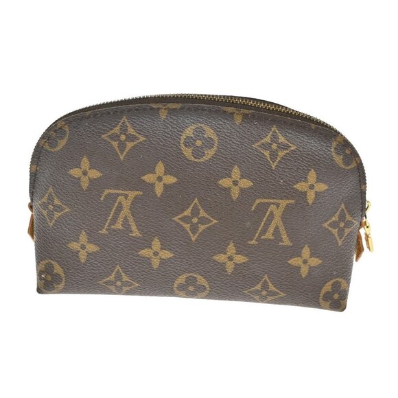 LOUIS VUITTON Pochette Cosmetic Pouch Bag Monogram Leather - Picture 1 of 5